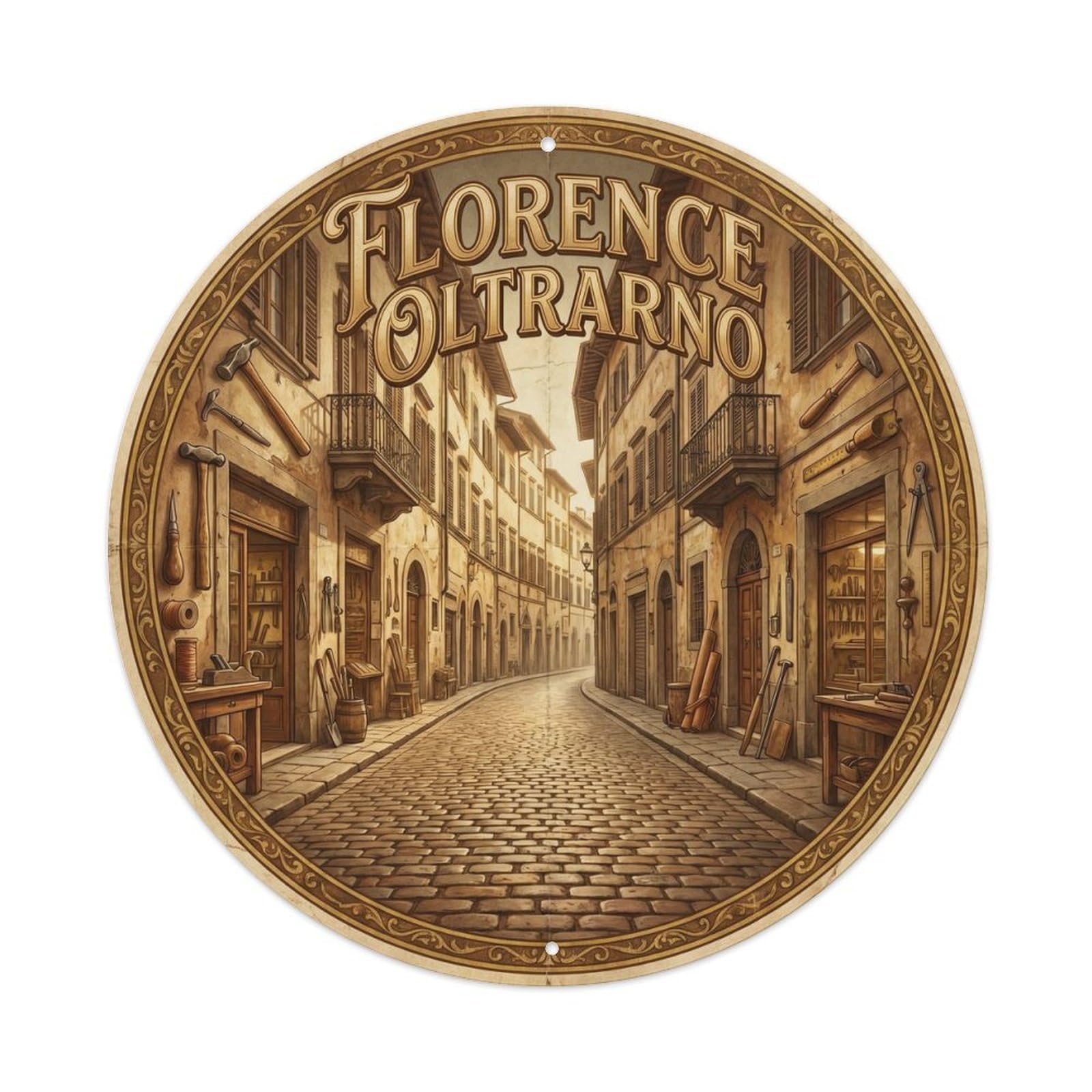 Oltrarno Florence Italy City Landmark Travel Retro Metal Tin Sign