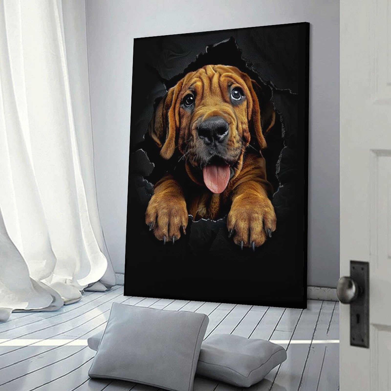 Junmoney Canvas Wall Art Bloodhound Dog, 24x36inch(60x90cm), for Corridors, Hallways Or Apartment Entries, Decorative Canvas Styling for Entry Areas