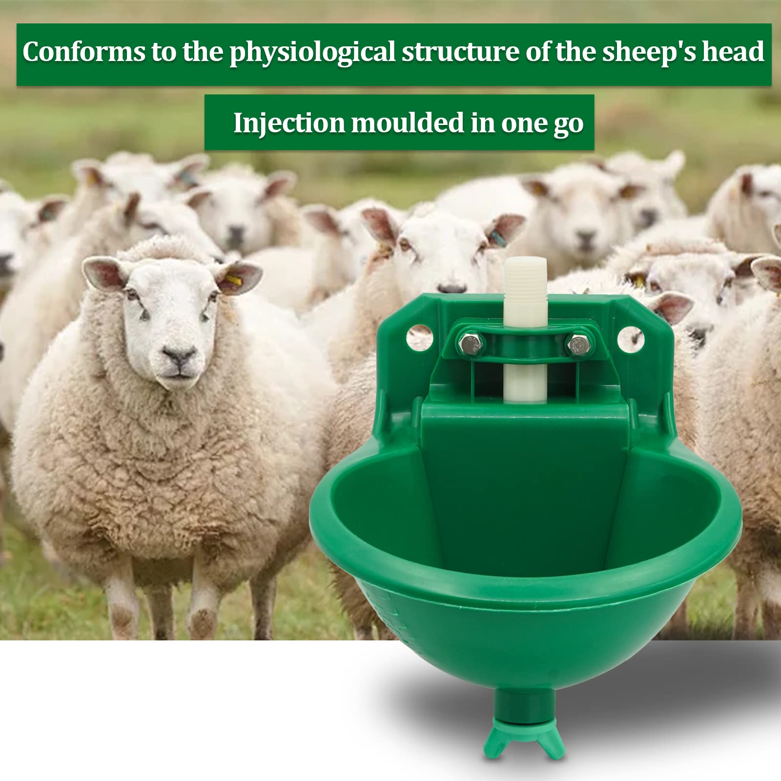 Abbeveratoio per Pecore, Abbeveratoio Automatico per Bestiame Verde, Adatto per Pecore, Capre, Maiali, Cani, Confezione Da 2