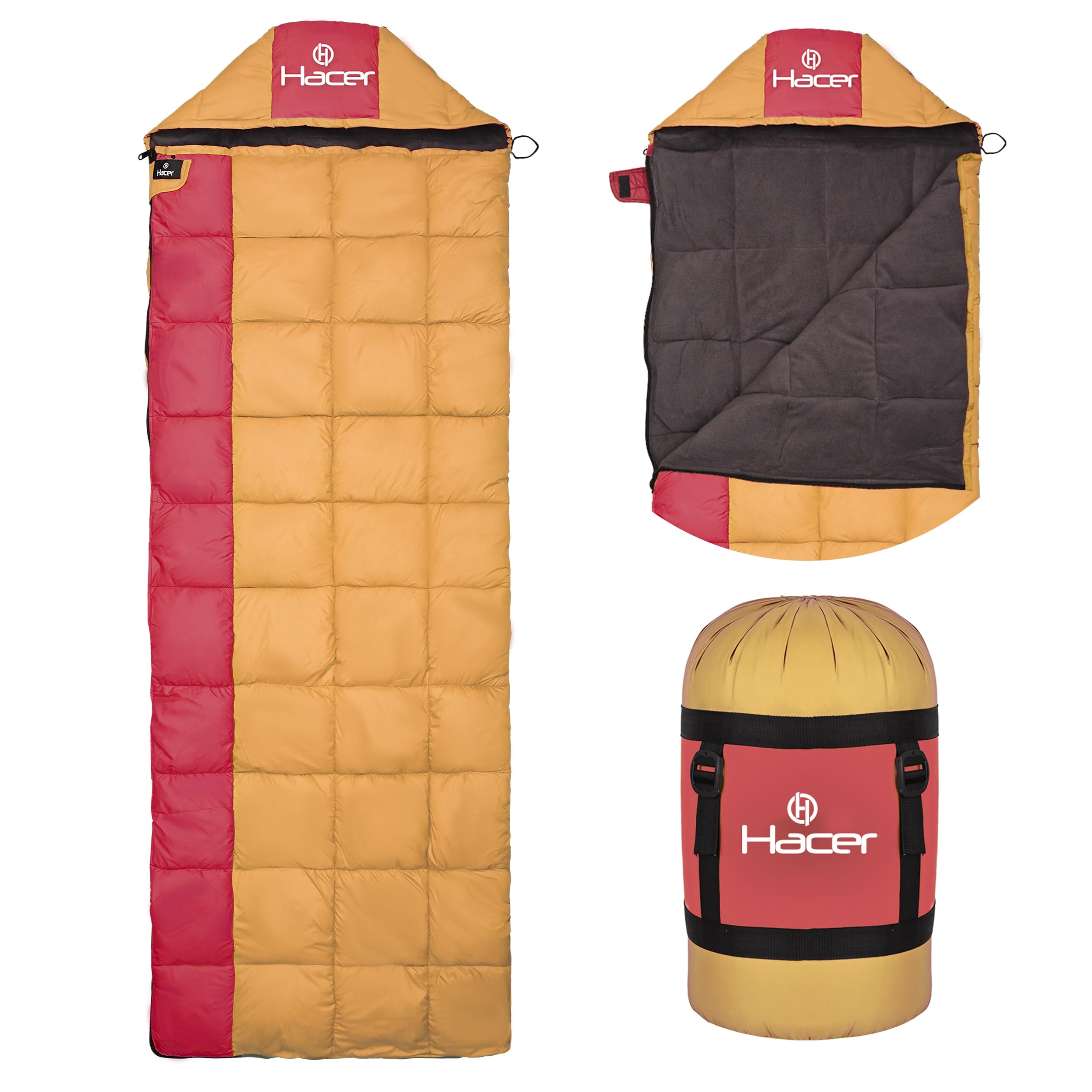 Hacer Kanchanjunga 3in1 Camping Sleeping Bag Open Like Comforter & Mattress -10 Degree Winter Nylon Lining Hiking Trekking for Adults Baby, Men & Women (7.2ft, Yellow & Maroon, -10°C to 0°C, 2.5 kg) (B0CP79DNX7) Amazon Price History, Amazon Price Tracker