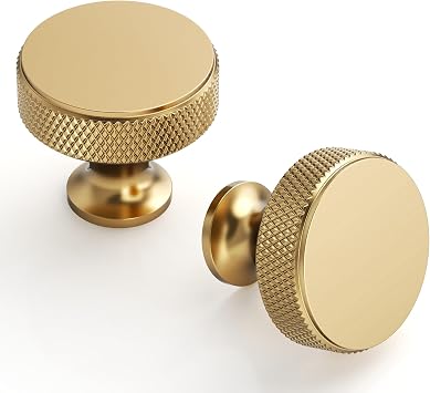 9BUILD 10 Pack 1.2 Inch Champagne Bronze Cabinet Knobs Knurled Kitchen Cabinet Knobs Champagne Drawer Knobs Round Dresser Knobs Kitchen Knobs for Cabinets Knobs for Cabinets and Drawers