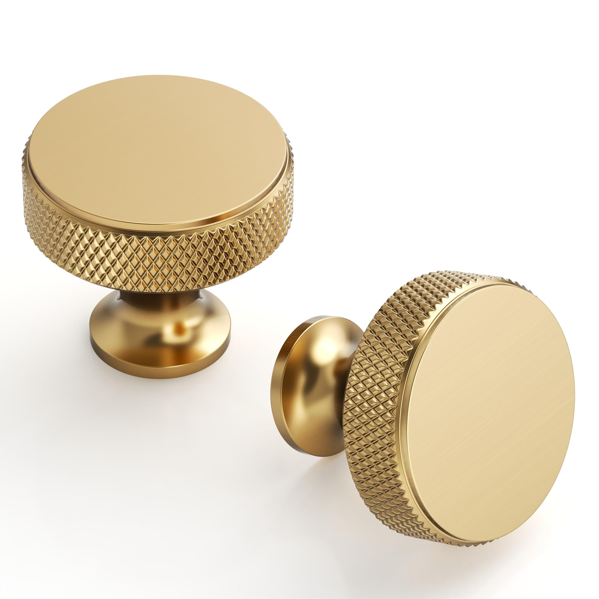 9BUILD Lot de 10 boutons d'armoire moletés en bronze champagne, 3,5 cm, boutons d'armoire de cuisine, boutons de tiroir, de commode, de cuisine pour armoires et tiroirs