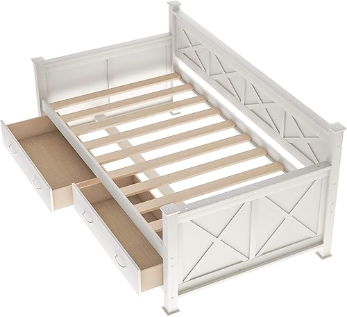 Miniatura 6 de Bellemave Marco de sofá cama individual con cajones de almacenamiento, plataforma de madera, sofá cama capitán para niños, dormitorio, sala de estar