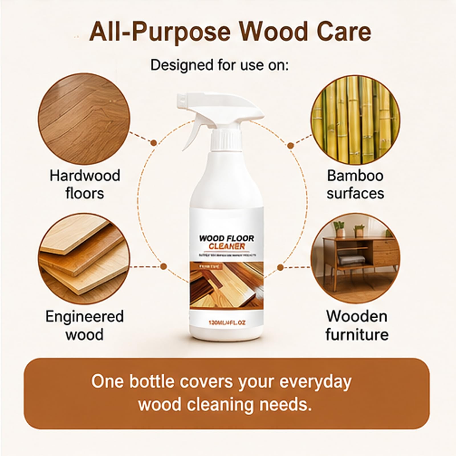 Holzboden-Reinigungsschaum, Quick Shine Bodenreiniger, Tiefenreinigung für Hartholz, Bambus, Laminat und Möbel, schnell trocknend, keine klebrigen Rückstände, sicher für Kinder und Haustiere (6 Stück)