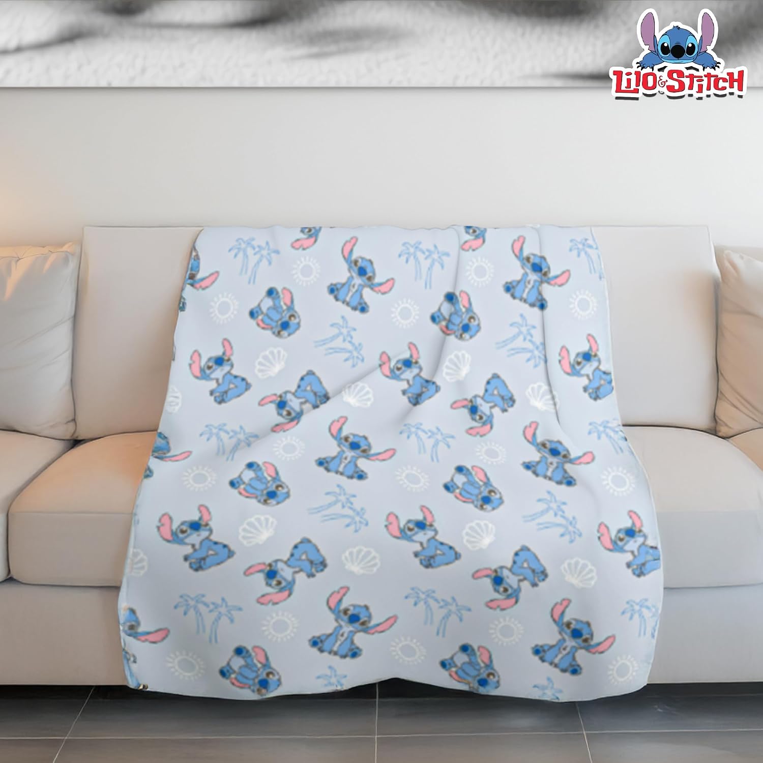 Cudlie Stitch Blanket | Lilo & Stitch Baby Blanket | Stich's Fleece Throw | Lilo & Stich's Newborn Blankets | 30" X 40" | Blue | Officially Licensed