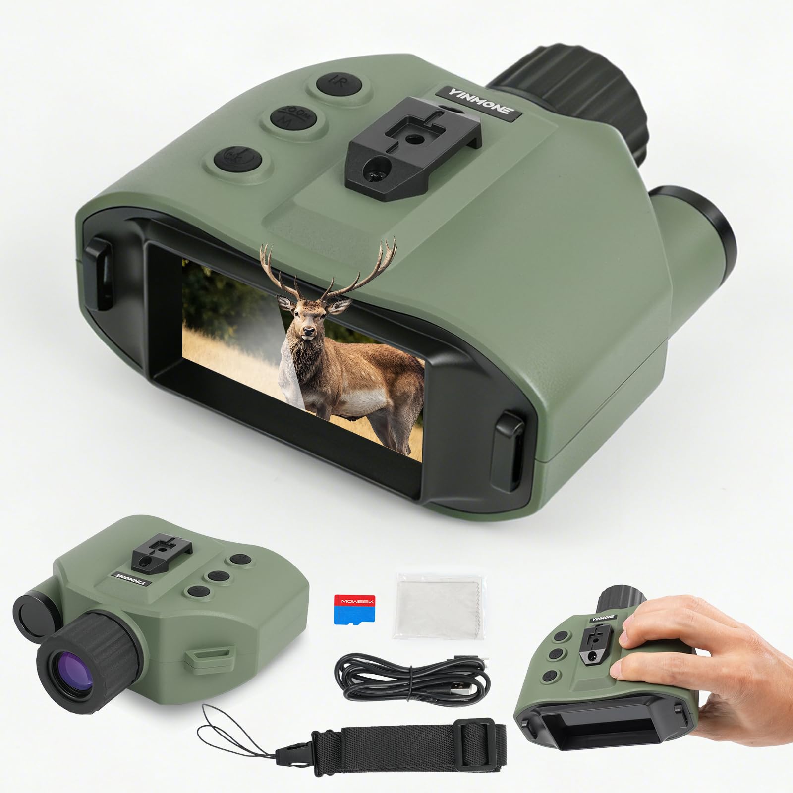 2026 New Compact 4K Night Vision Goggles with Rechargeable Battery,TF Card for Save Photo&Video,3 inch HD Display Screen Lightweight 10x Night Vision Binocular for Hunting Camping&Security-Green