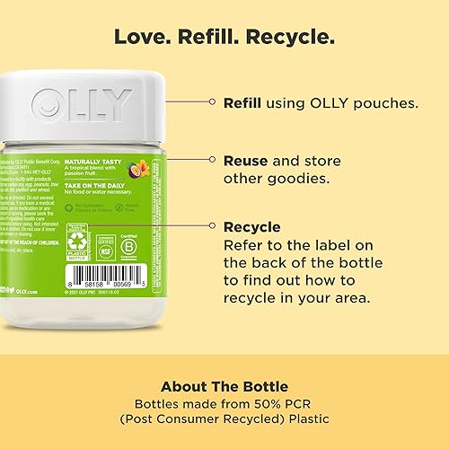 Miniatura 4 de Suplementos Olly Daily Energy pasión tropical gomosos sin cafeína para energía diaria 60 unidades