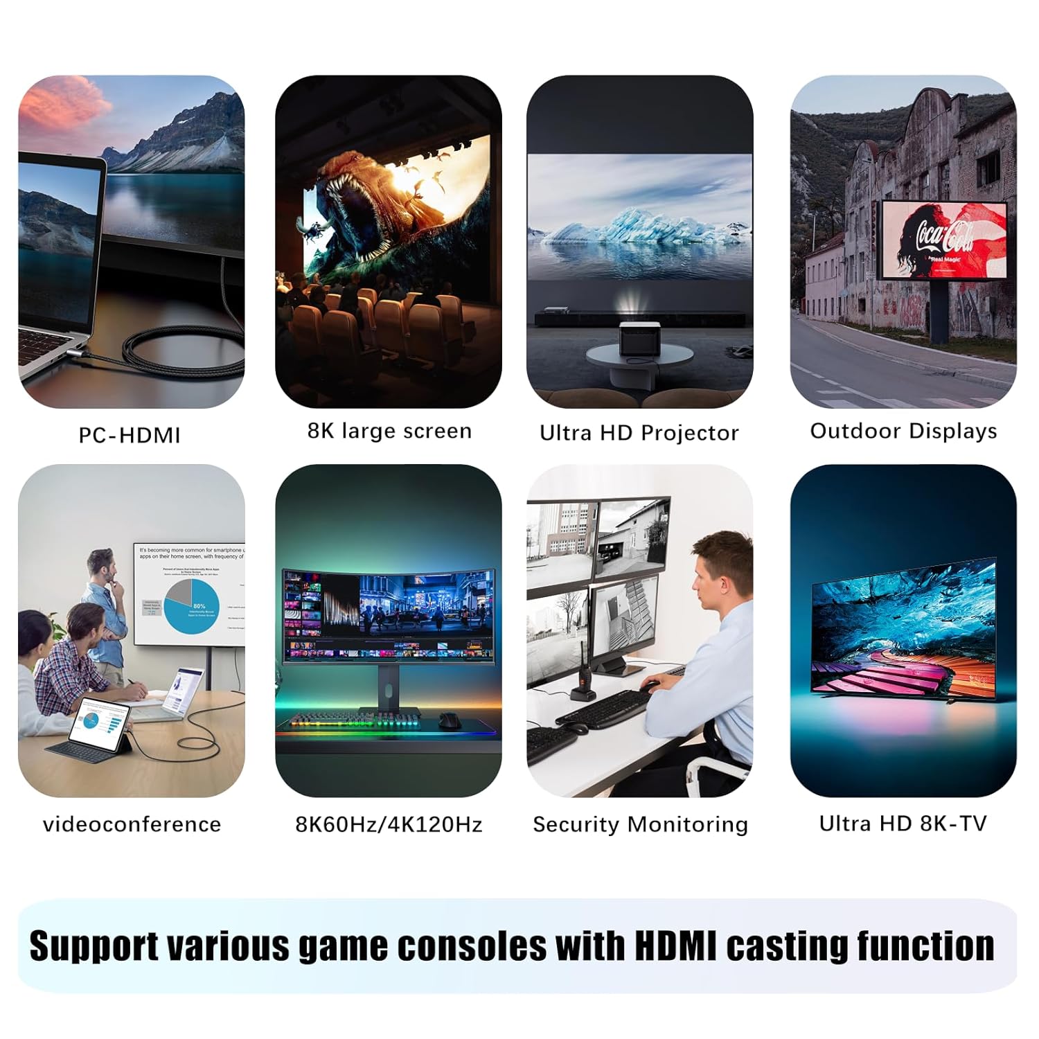 8K Fiber Optic HDMI 2.1 Cable,Long Active HDMI Cable,High Speed Fiber HDMI Cord, 48Gbps, 8K@60Hz 4K@120Hz, Dynamic HDR, eARC, HDCP 2.2&2.3,Compatible Projector,Game Console,PC,TV,Monitor (66ft/20M)