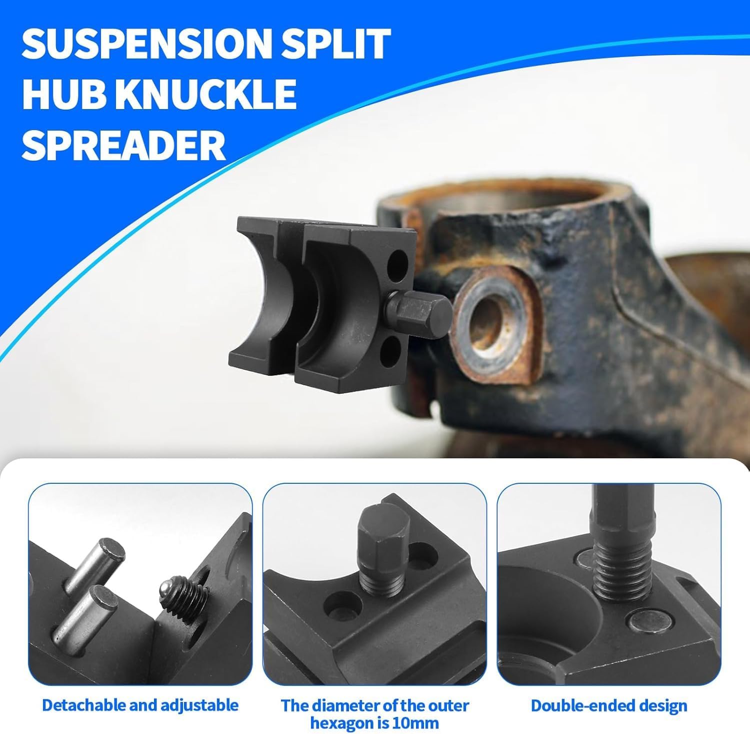 Universal Suspension Strut Spreader Tool, Split-Type Steering Knuckle Hub Expansion Tool for Strut Removal, Compatible with VW Audi BMW Ford Peugeot Citroën