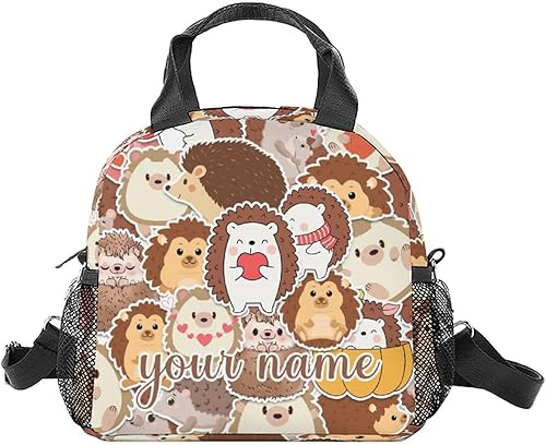 Miniatura 9 de CUNEXTTIME Lonchera Hedgehog para niños, pequeñas bolsas de almuerzo aisladas, bonita lonchera reutilizable para mujeres, bolsas de almuerzo