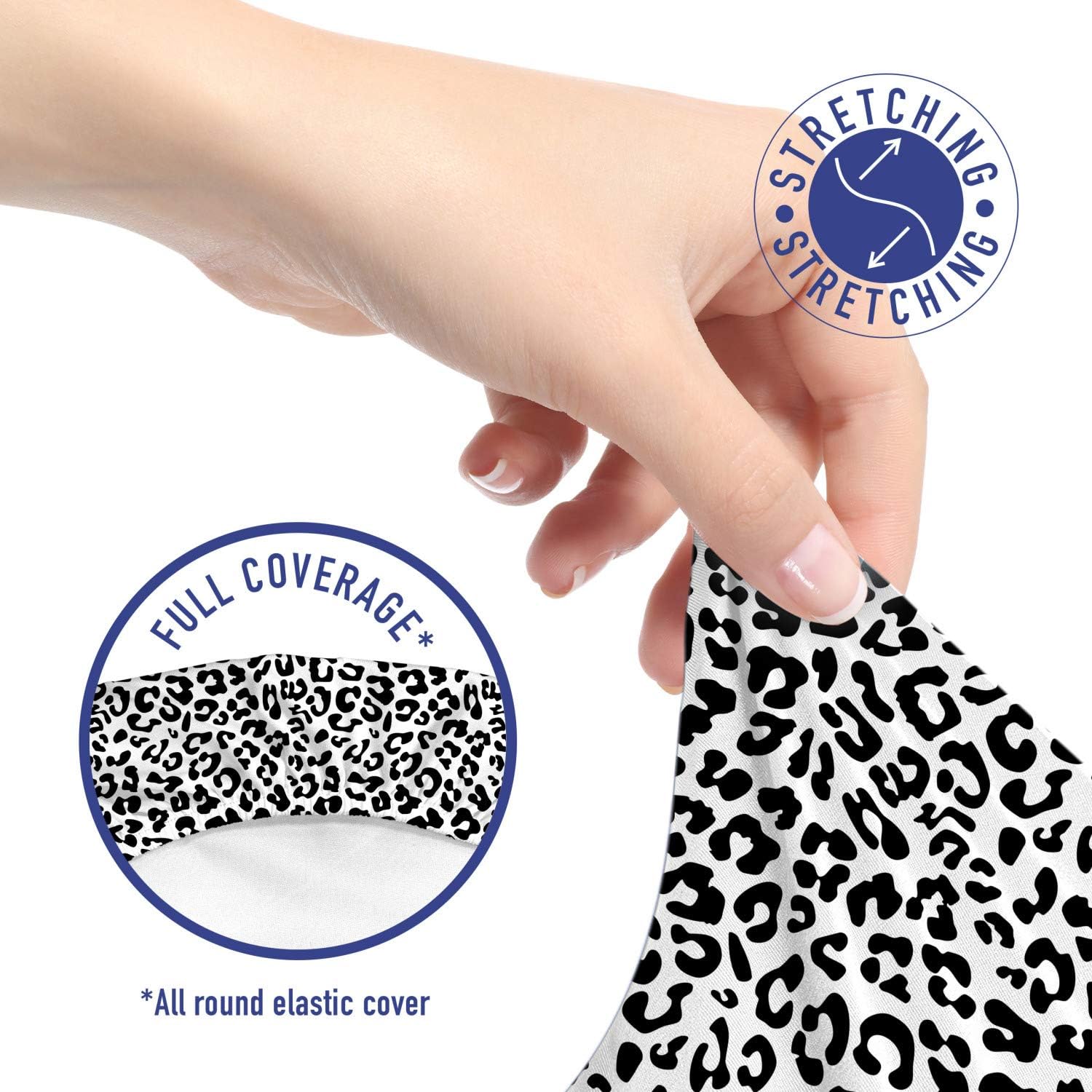 Ambesonne Leopard Print Office Chair Slipcover, Monochrome Graphic Style Wild Jungle Animal Abstract Skin Spots, Protective Stretch Decorative Fabric Cover, Standard Size, White Black