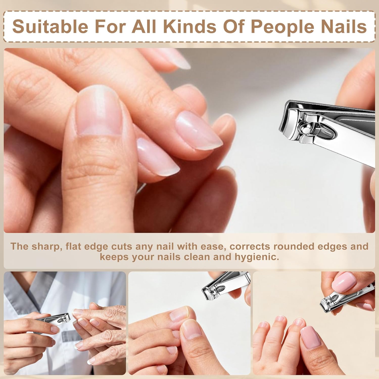 Nail Clippers Bulk, Fingernail Clippers Bulk, Individually Packaged, Straight-Blade Stainless Steel, Suitable for Travel, Hotels, Homeless, Charitable Organizations (120-PACK)