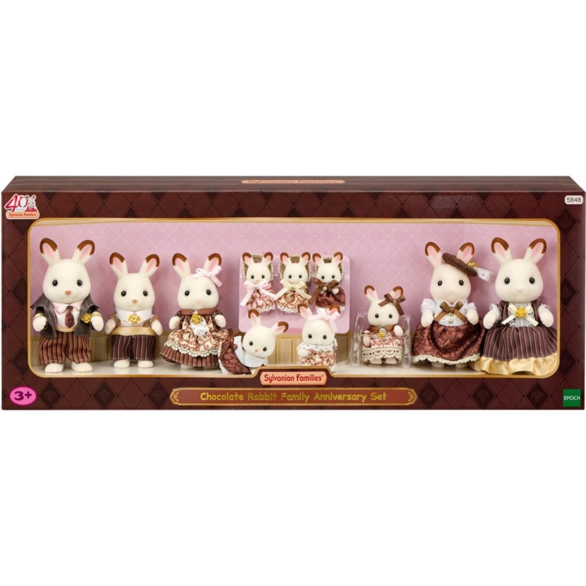 EPOCH Sylvanian Families - Juego de Aniversario Familiar de Conejo con Orejas de Chocolate