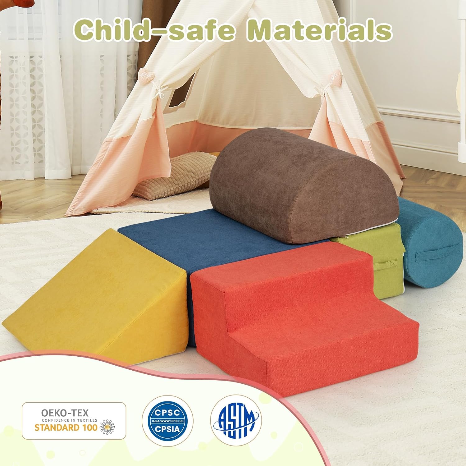 HONEY JOY Toddler Climbing Toys Indoor, 6-Piece Foam Climbing Blocks, Modular Crawling & Sliding Activity Play Set, Baby Gym Equipment Playground, Soft Play Climbing for Toddlers 3+, Gift (Colorful)