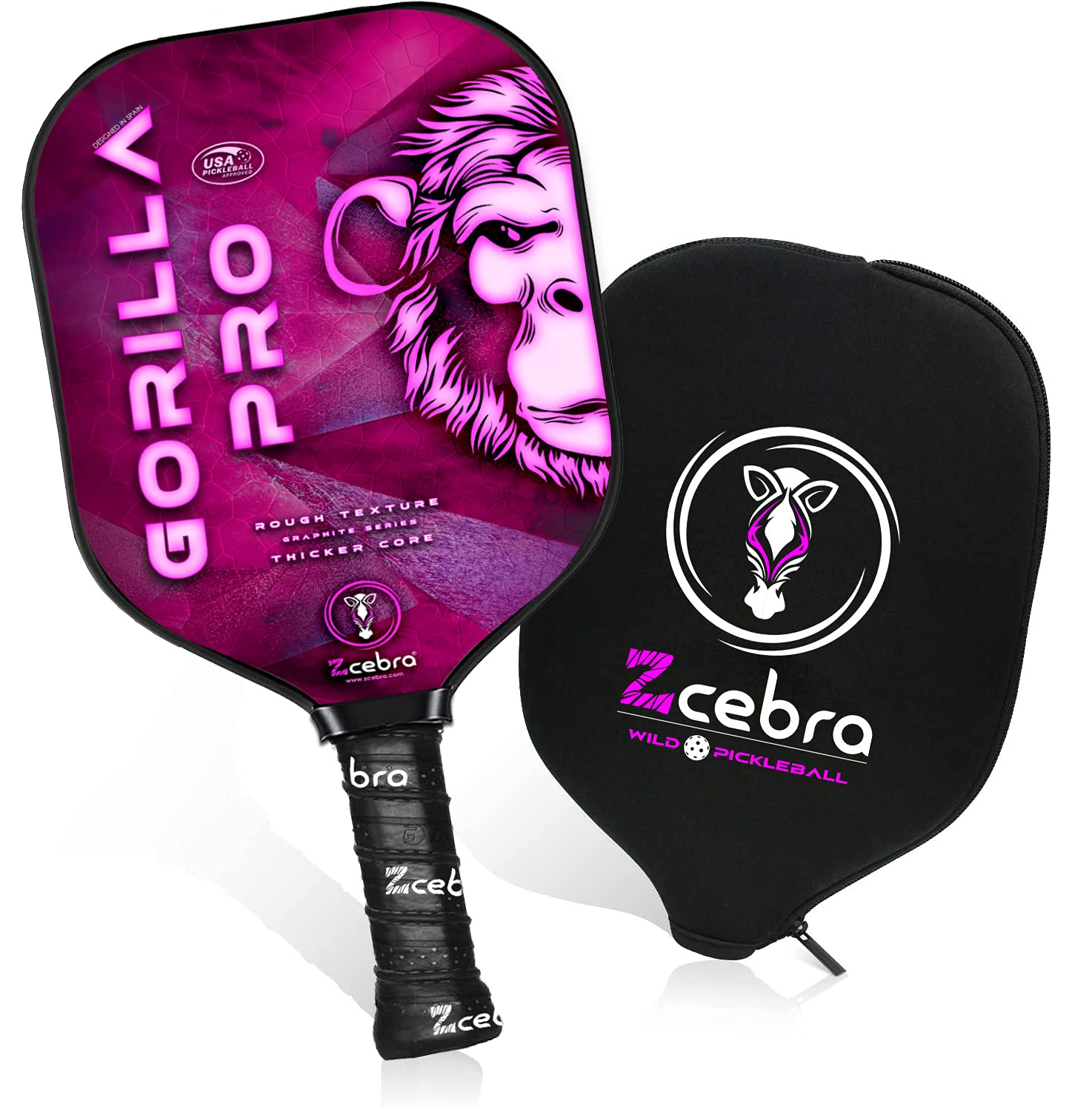 ZCEBRA Graphite Pickleball Paddle Carbon Fibre Racket Reinforced Core