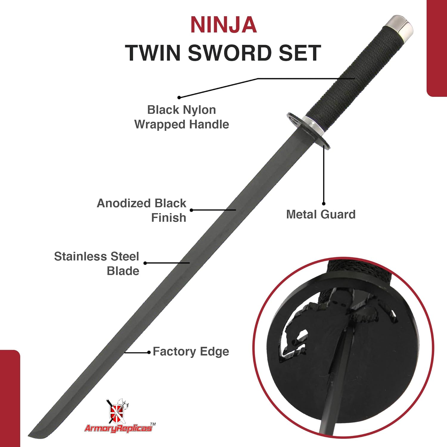 Armory Replicas™ Ninja Twin Sword Collection – Dual Stainless Steel Blades with Tactical Sheath Options