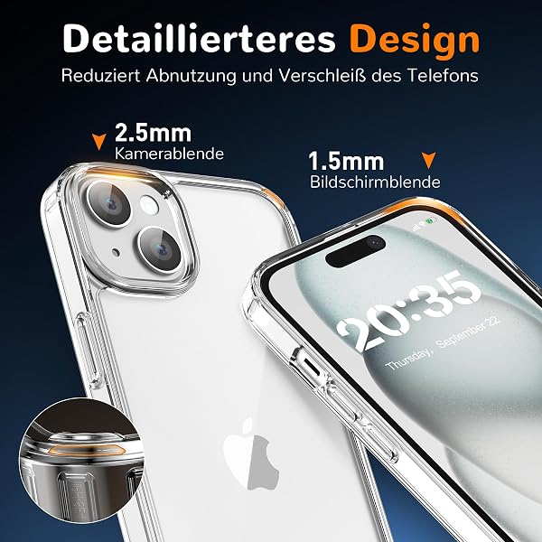 Clear Case for iPhone 15, Ultra Thin, Shockproof TPU Cover, Anti-Yellowing, Crystal Clear, Phone Case for Apple iPhone 15 - Clear - 5