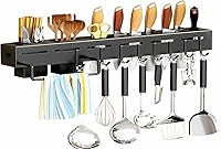 Vista 1 de Organizador de cocina de 20 pulgadas, ganchos sin agujeros, organizador de almacenamiento de cubiertos montado en la pared para cuchillos, cucharas