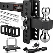 Adjustable Trailer Hitch Ball Mount with 6" Drop/Rise - 2" Receiver
