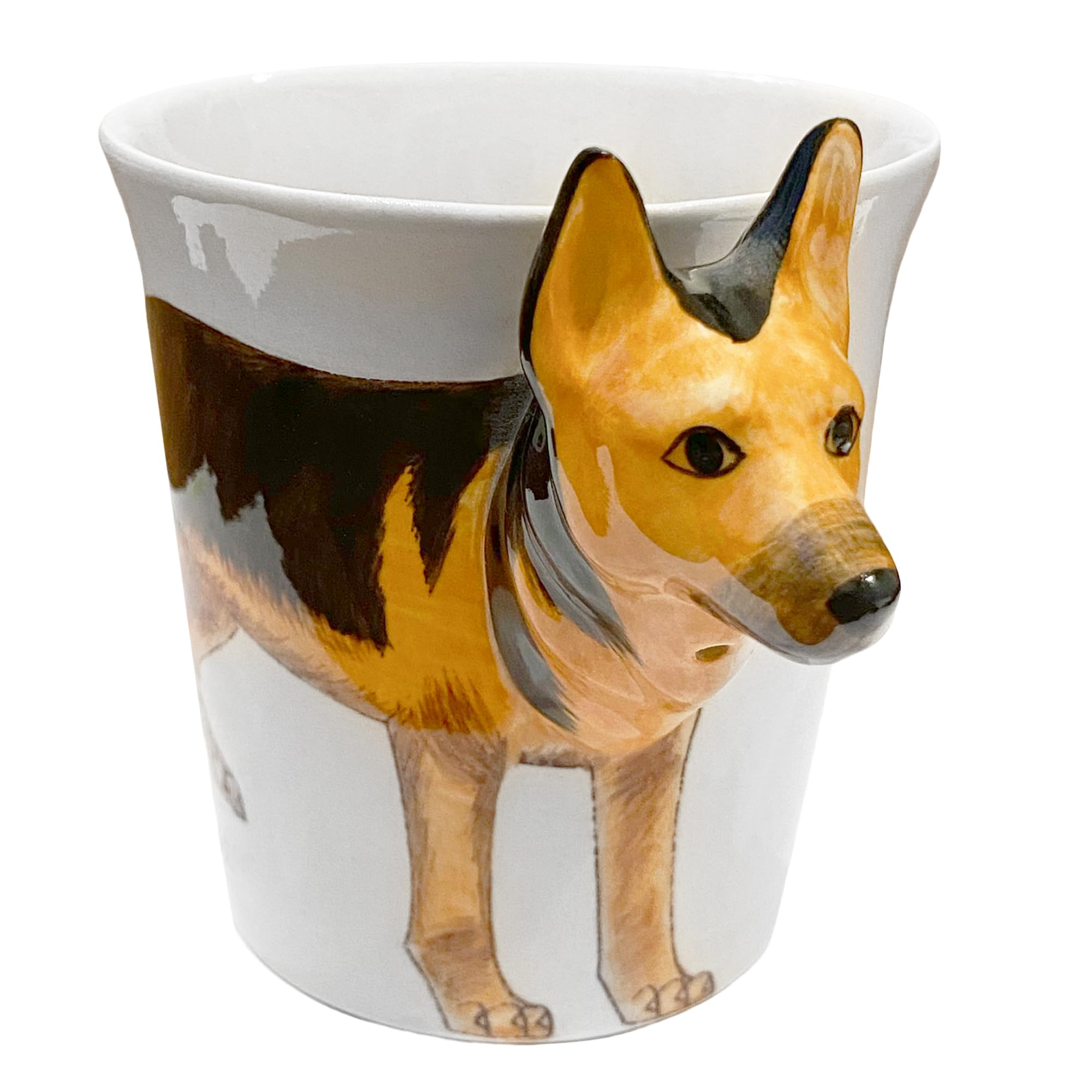 Hand Painted Pup Cup Ceramic Pure Breed Dog Coffee Mug (German Shepherd)