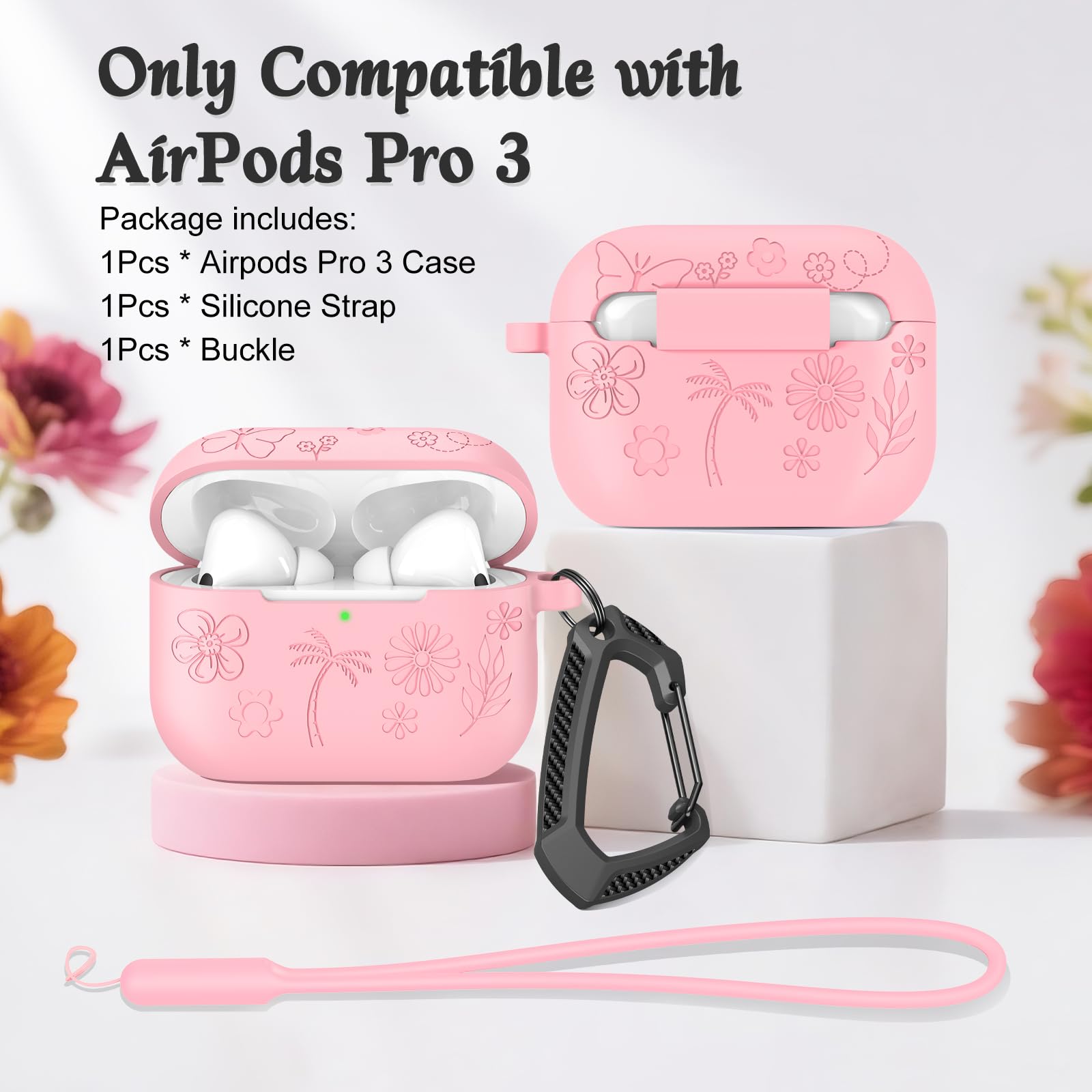 Amazon | MILPROX AirPods Pro 3 対応シリコンケース 可愛い花の刻印