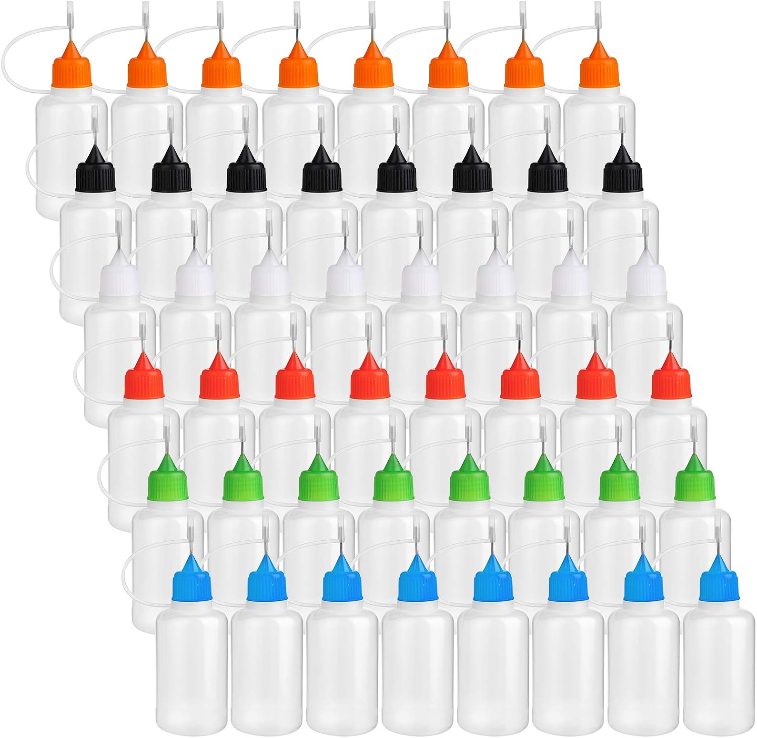 Foraineam 48 Pack 30ml Precision Tip Applicator Bottle Quilling DIY Craft Needle Tip Squeeze Bottle Glue Bottle Applicator (6 Colors Assorted)