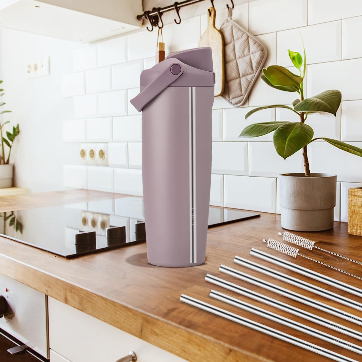 6Pcs Metal Straw Replacement Compatible With Owala FreeSip Sway 40oz Water Bottle, With 2 Straw Cleaner, Reusable Stainless Steel Straws for Owala - Image 6