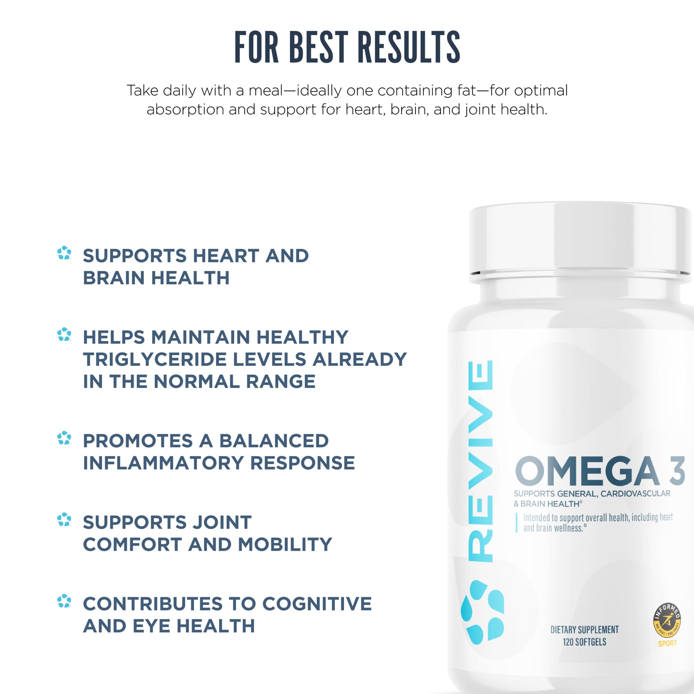 Revive MD Omega 3 Fish Oil Supplements for Men & Women – Softgels with EPA & DHA Fatty Acids for Healthy Skin & Joints, Heart & Brain Support – Vegan-Friendly, Gluten-Free (120 Softgels, 60 Servings) — Amazon image 5