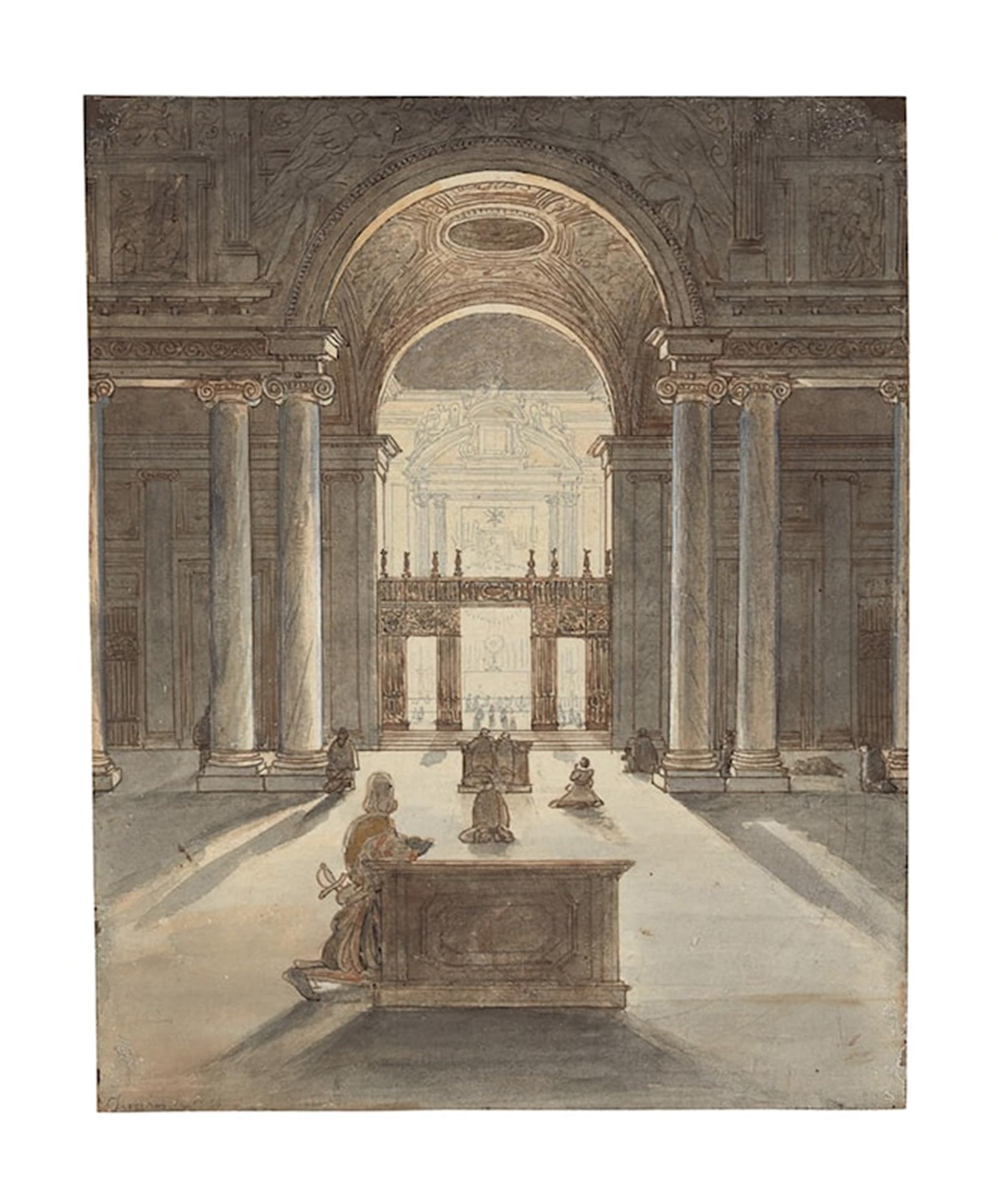 POSTERIIk Famous Modern Artwork Art Mural the Chapel in Santa Maria Maggiore by Jean Auguste Dominique Ingres Oil Paintings Pictures for Home Decor 60x90cm