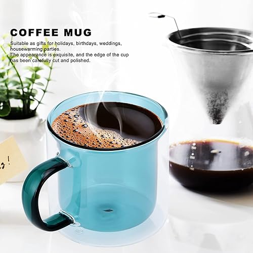 Miniatura 5 de Taza de café de 8.5 fl oz, material de vidrio de borosilicato, taza de doble capa, tazas de vidrio hechas a mano para leche, café, hogar, pastel