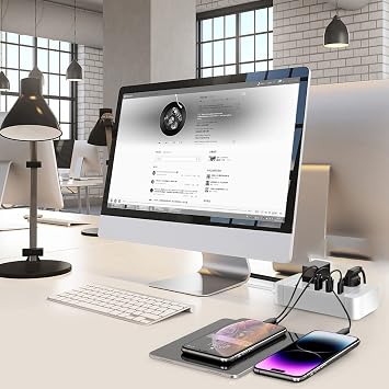 Outlet Extender 2 AC Outlets 4 USB Chargers Power Strips with Type-c Connector 6FT Power Cord Wall Mounted Office School Travel Bedroom Charging Station White
