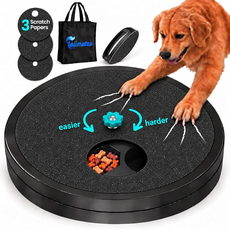 Placa de Lixa para Unhas de Cães TAILMATES com Petiscos e Lixa Manual, Preta, 30,48 cm