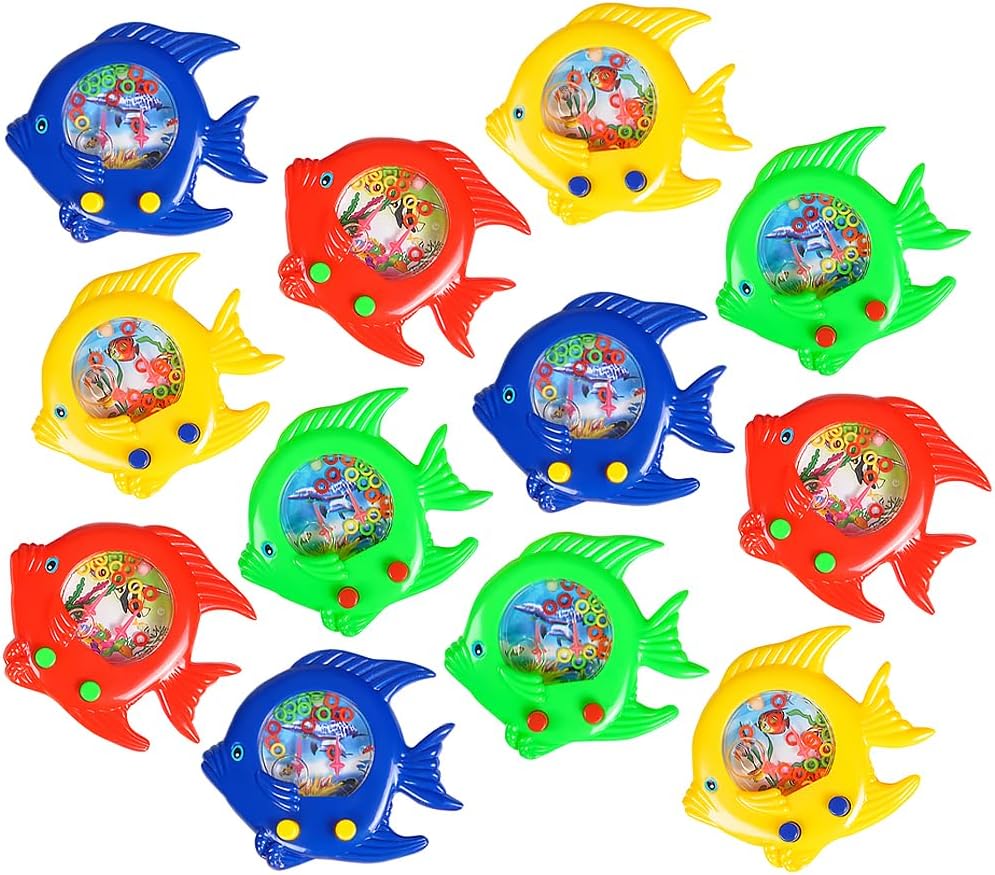 Rhode Island Novelty 5 Inch Handheld Fish Water Games, Set of 12 Assorted