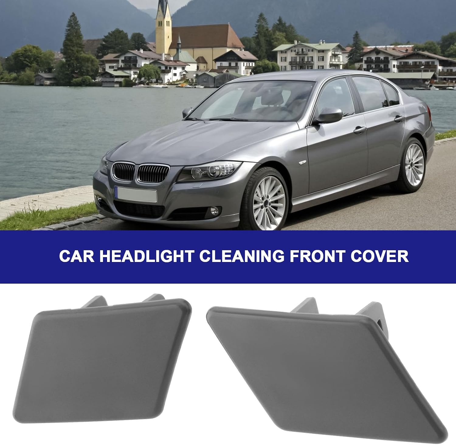 1 Pair Car Left and Right Headlight Washer Cap 61677211209 61677211210 Compatible with BMW 3 Series E90 E91 Cleaning System Cover Front Cover
