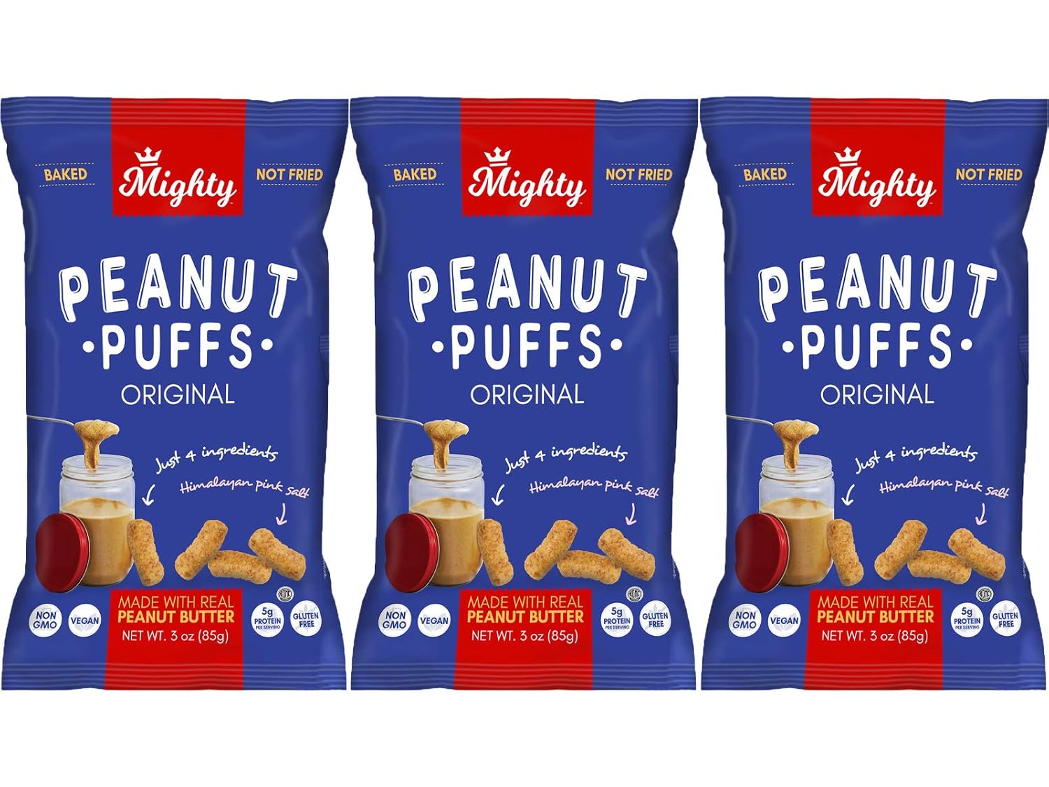 Mighty Peanut Puffs, Peanut Butter Puffs, Vegan, NonGMO