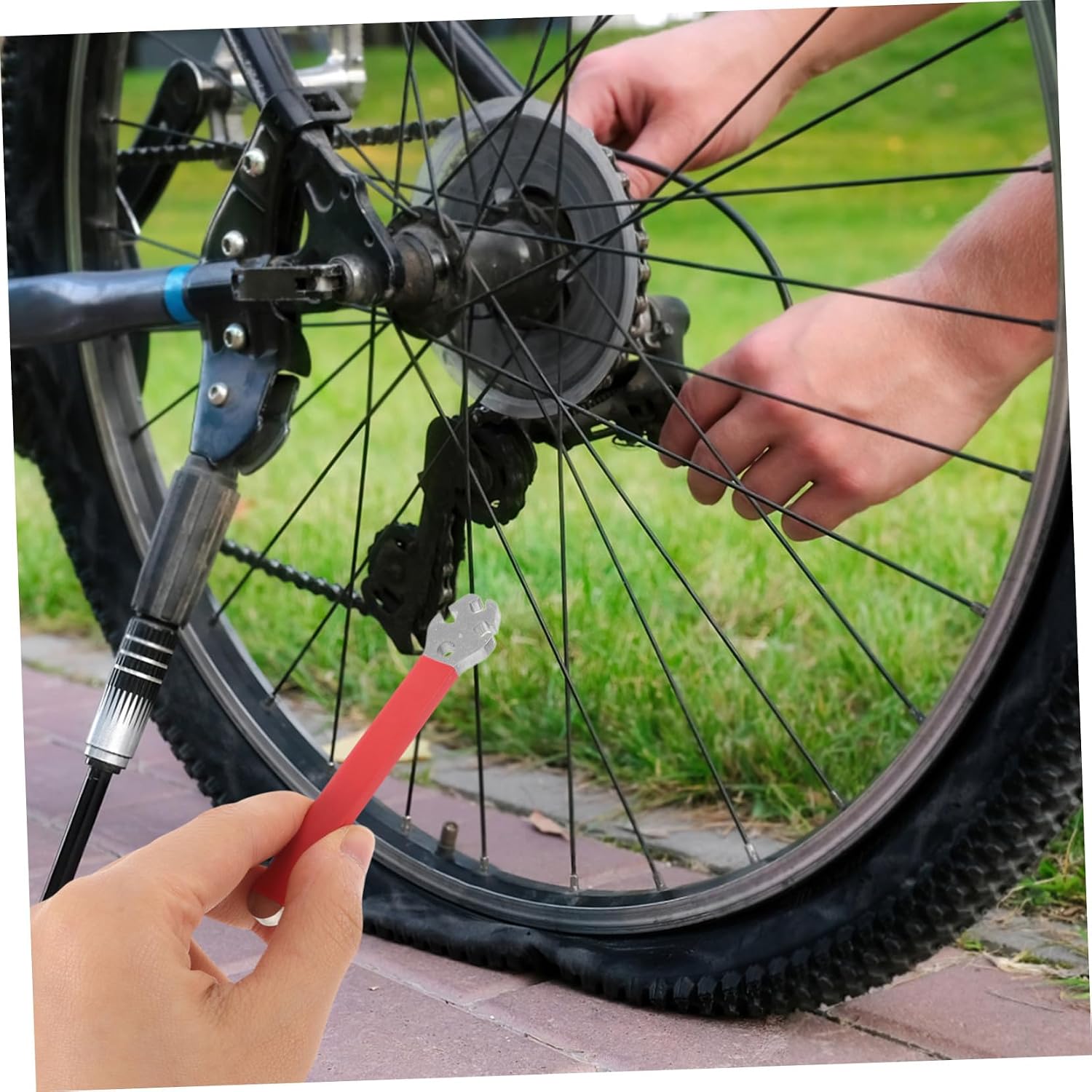 Bicycle Spoke Wrench Tool for Fast Wheel Truing and Colorful Spoke Cap Installation for Mountain and Road Cycling Maintenance
