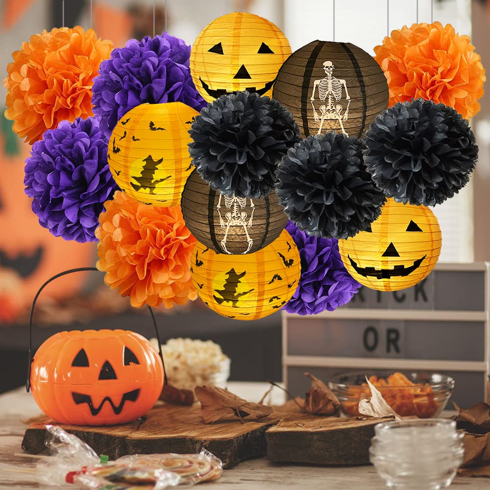 Lanternes Papier Halloween 6 Pièces - Forme Globe Oculaire Effrayant - À Suspendre Intérieur/extérieur - 9