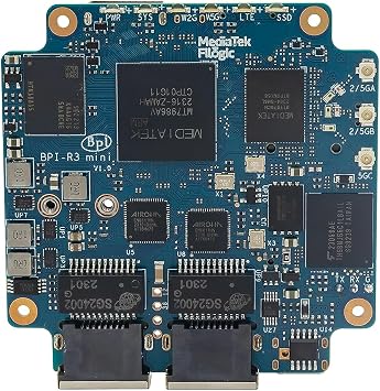 Banana Pi BPI-R3 Mini Wi-Fi 6 Wireless Dual-Band Router Board, OpenWRT Development Board, MediaTek MT7986 (Filogic 830) CPU, 2GB DDR4 RAM 8GB eMMC, Support M.2 NVMe SSD 2X 2.5GbE SFP Ethernet