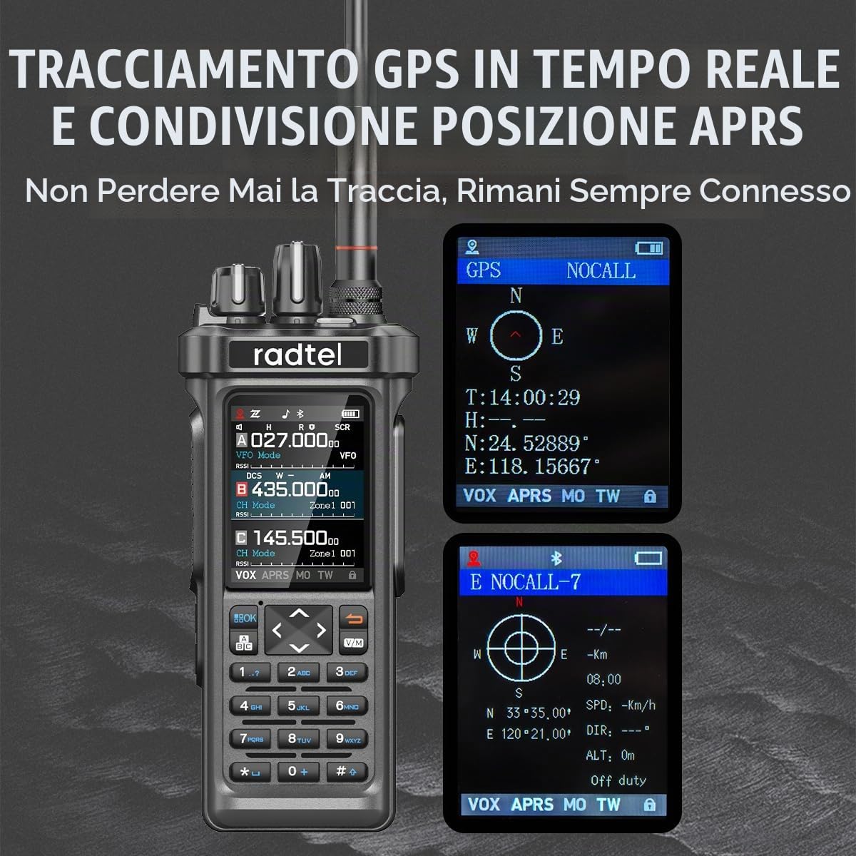 Radtel RT-950 PRO Radio amatoriale, GPS/APRS, walkie-talkie da 10 W, ricetrasmettitore portatile a lungo raggio, ricevitore AM/FM/CB/SW/MW/LW, programmazione tramite app Bluetooth, NOAA, analizzatore