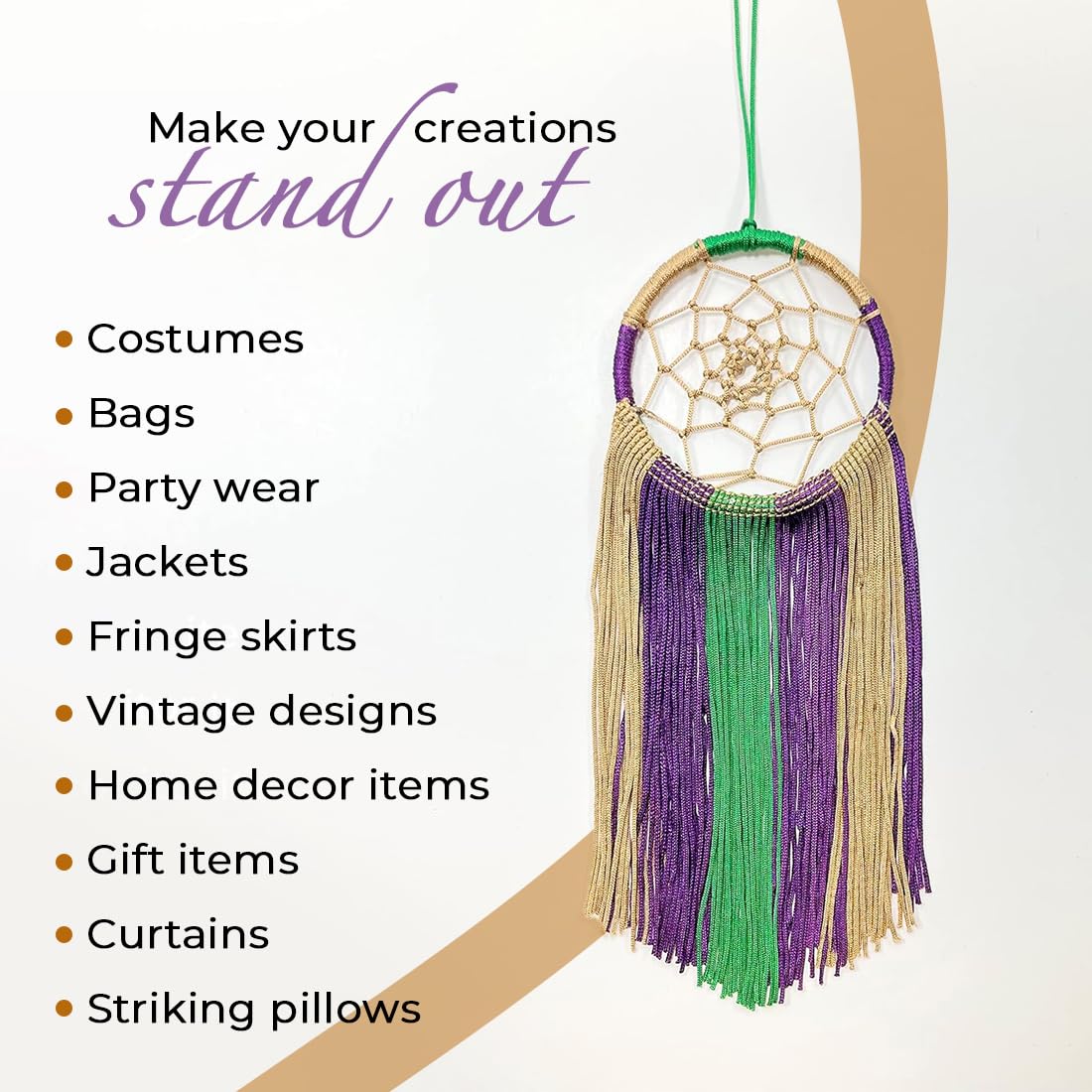 Trims by the Yard IR6910WAB-20 2" Metallic Chainette Fringe Trim | White Cut Zierleiste, Weiße Aurora Borealis, 1" / 20 Yards/Mettalic