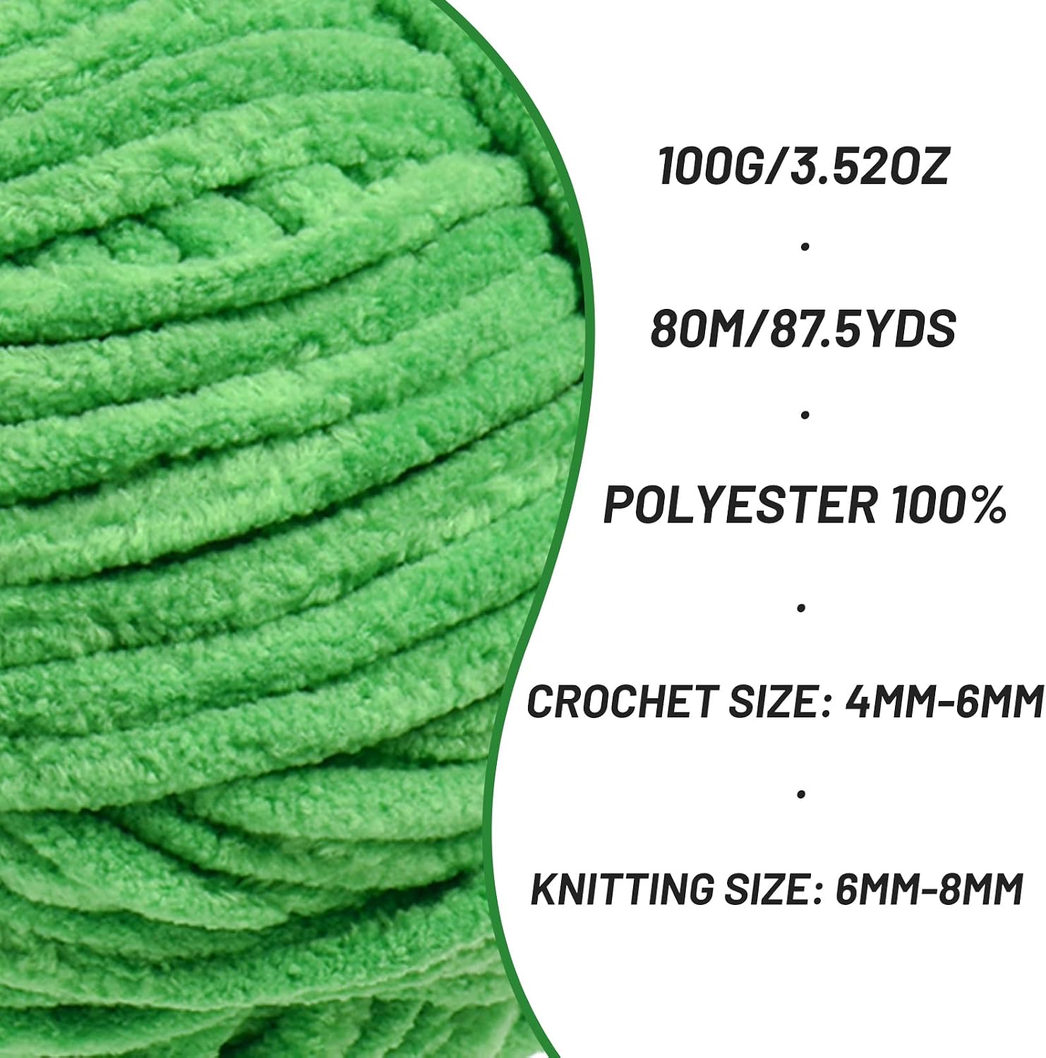 Chenille Yarn for Crocheting Size 5 Bulky Yarn 3 Christmas Green image 2
