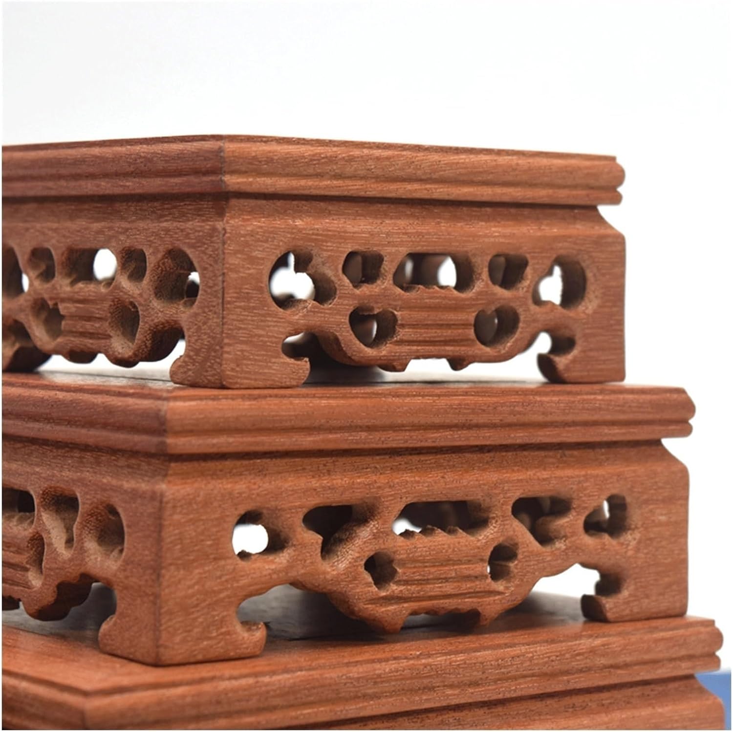 TEESONG 盆栽 台座 無垢材 四角 ベース 木彫り ディスプレイ スタンド 花瓶 植物 盆栽 ベース 仏像 工芸品 装飾 ティ