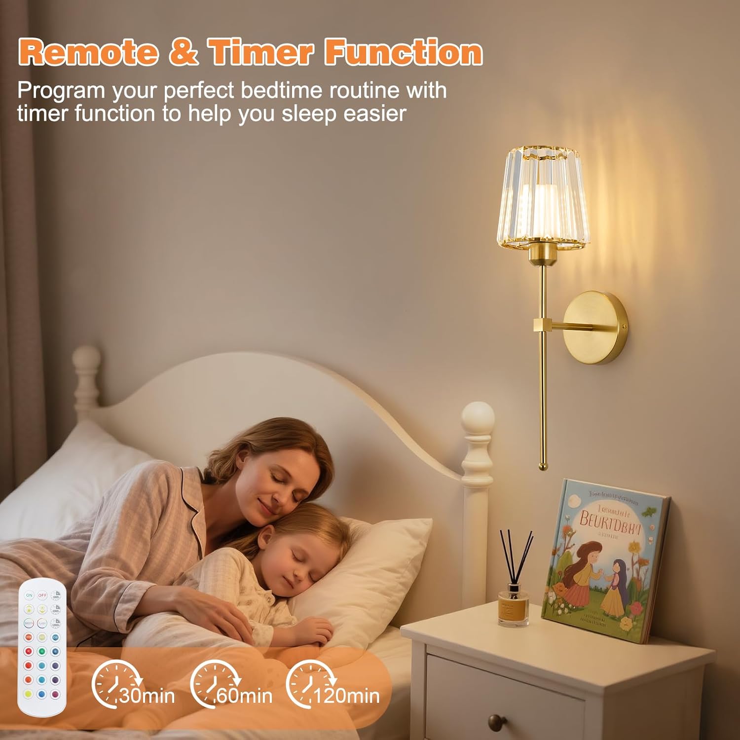 Crystal Battery Powered Wall Sconce Set Of 2, Wireless Sconces With 10000 Mah Rechargeable Bulbs, 12rgb And Dimmable Battery Operated Sconces With Remote, Cordless Wall Lamp For Bedroom, Living Room