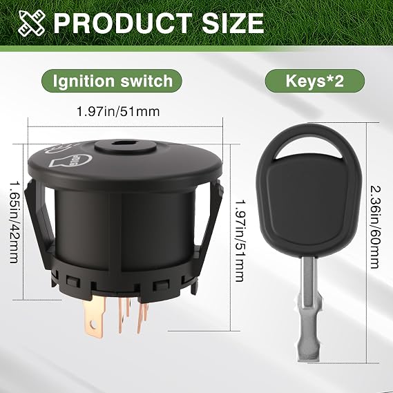 Ignition Switch with Key 7 terminals Compatible with Husqvarna Craftsman Deere John MTD Murray Riding Lawn Mower Replace 925-1741 175566 175442 GY20074 94762 163968 532175566