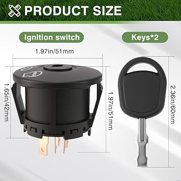 Ignition Switch with Key 7 terminals Compatible with Husqvarna Craftsman Deere John MTD Murray Riding Lawn Mower Replace 925-1741 175566 175442 GY20074 94762 163968 532175566