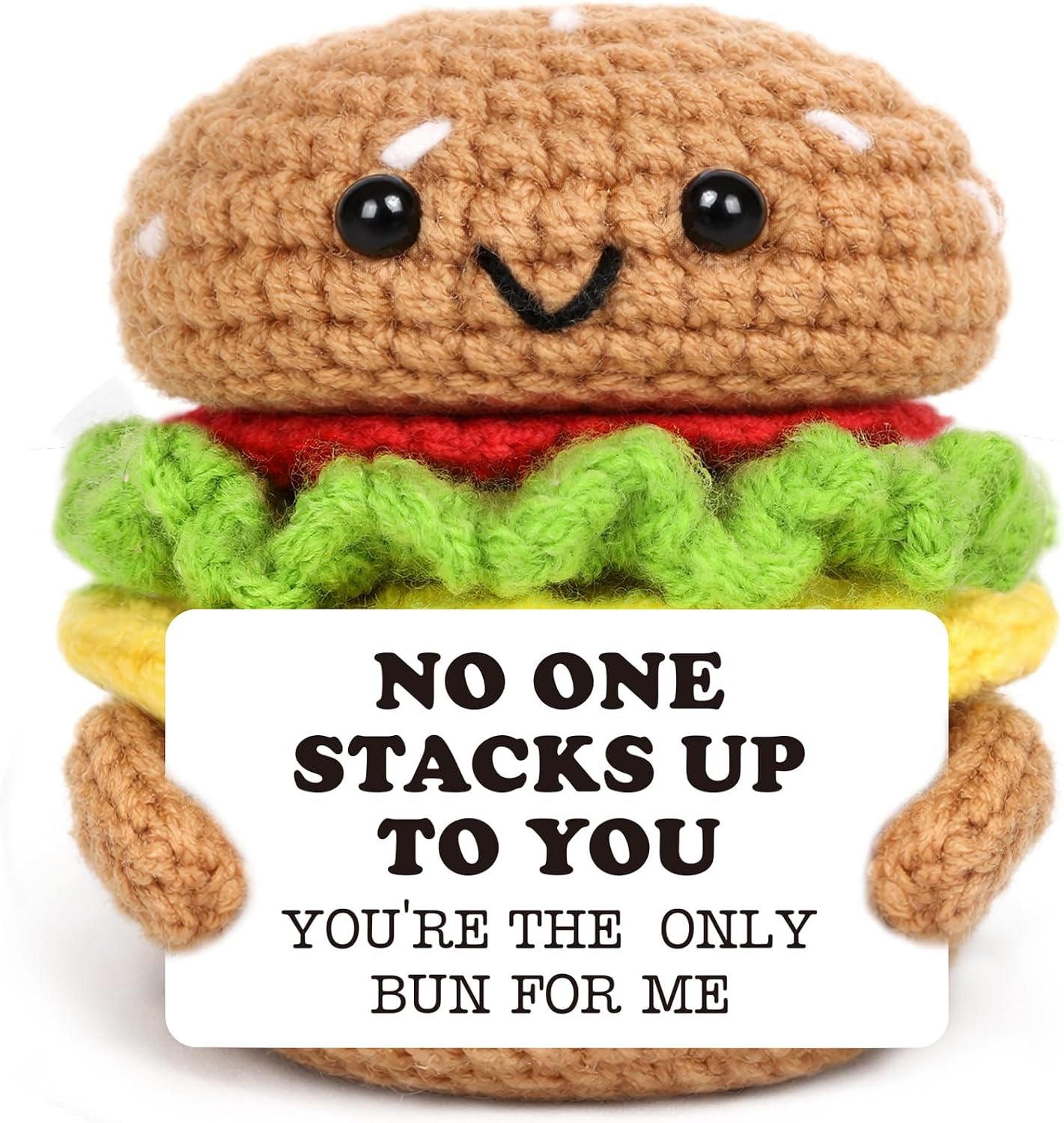 Jettryran Mothers Day for Mom Wife Sister Women Birthday Gifts for Couples Friend Coworker Thanksgiving Funny Positive Burger Crochet Easter Basket Valentines Day Gifts for Boyfriend Her Him