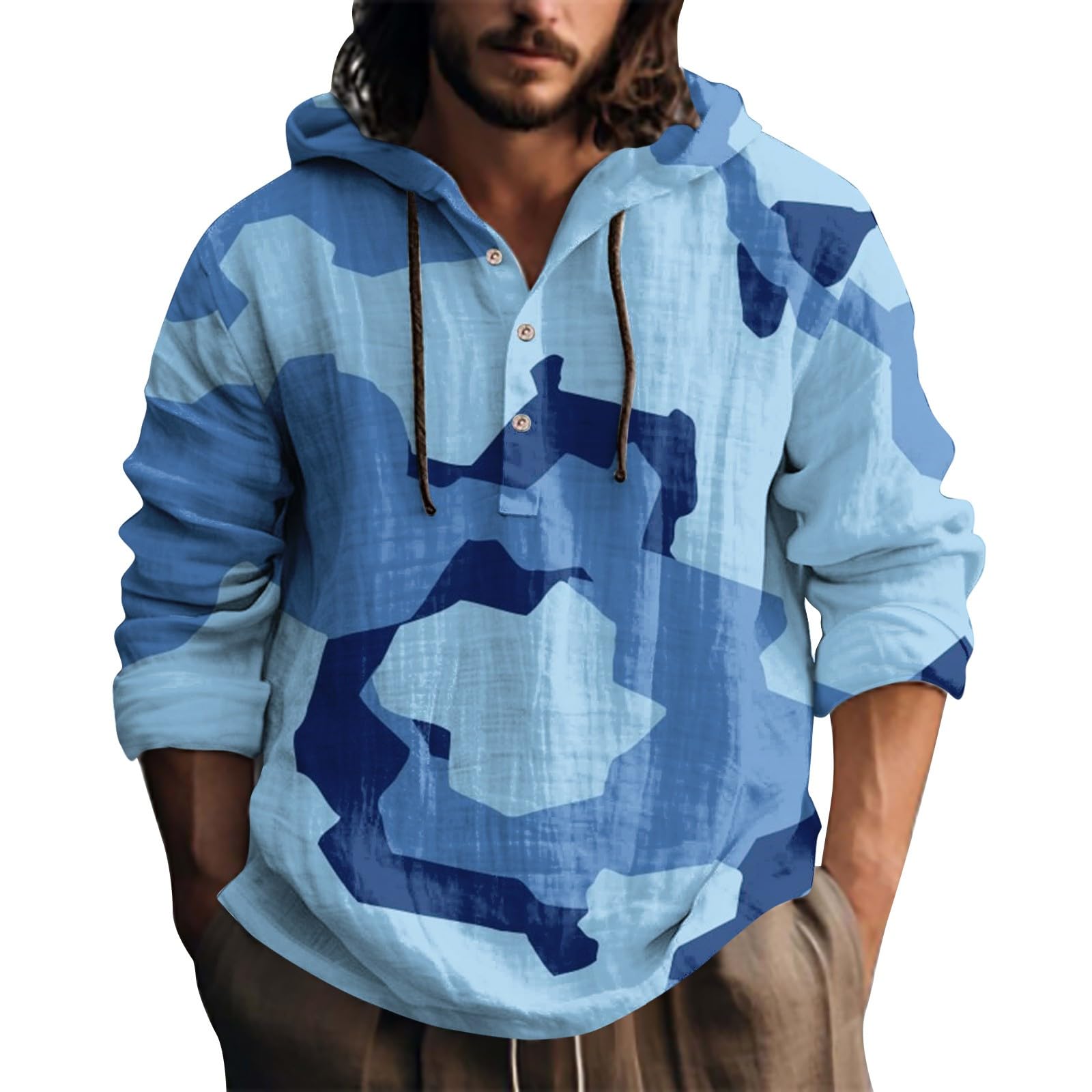 Sweat à capuche camouflage doté d'un cordon de serrage ajustable mode - 7