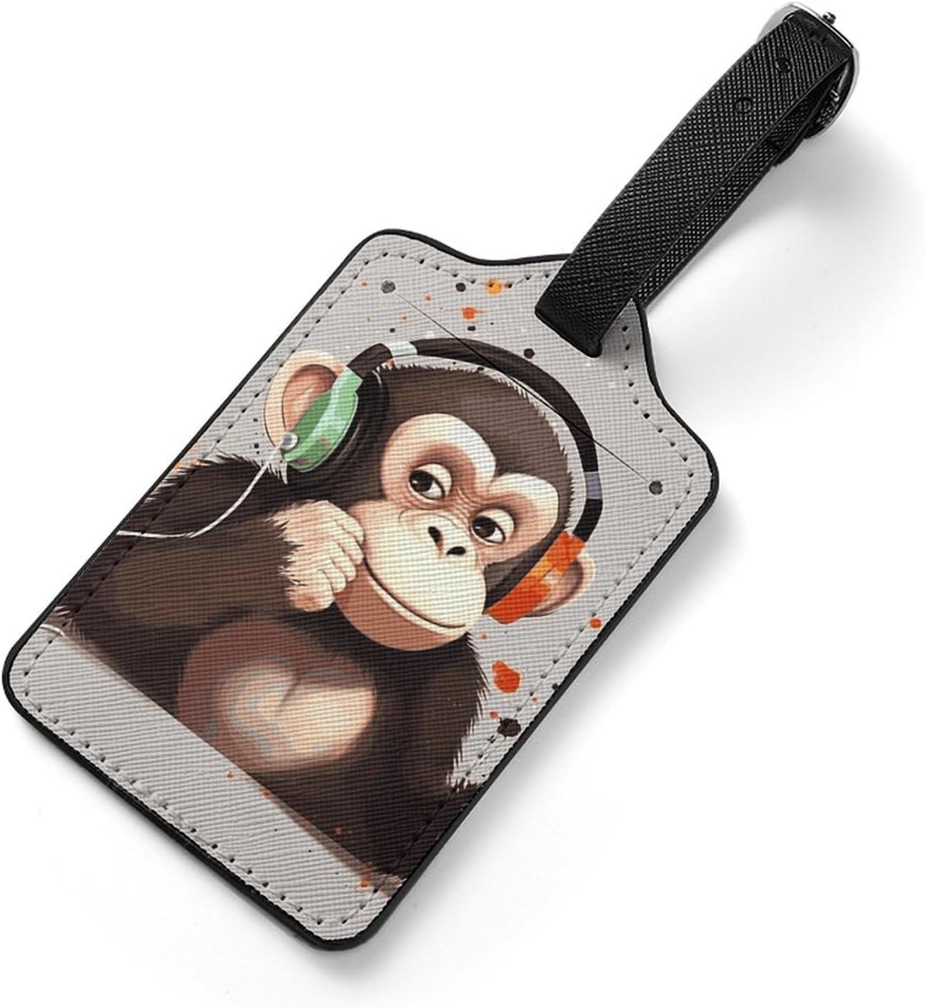 Music Monkey Suitcase Tags Personalized Luggage Tag with Privacy Cover ID Card Slot for Travel Luggage Bag, Unique Design Name Tags for Suitcases, Backpacks & Gifts