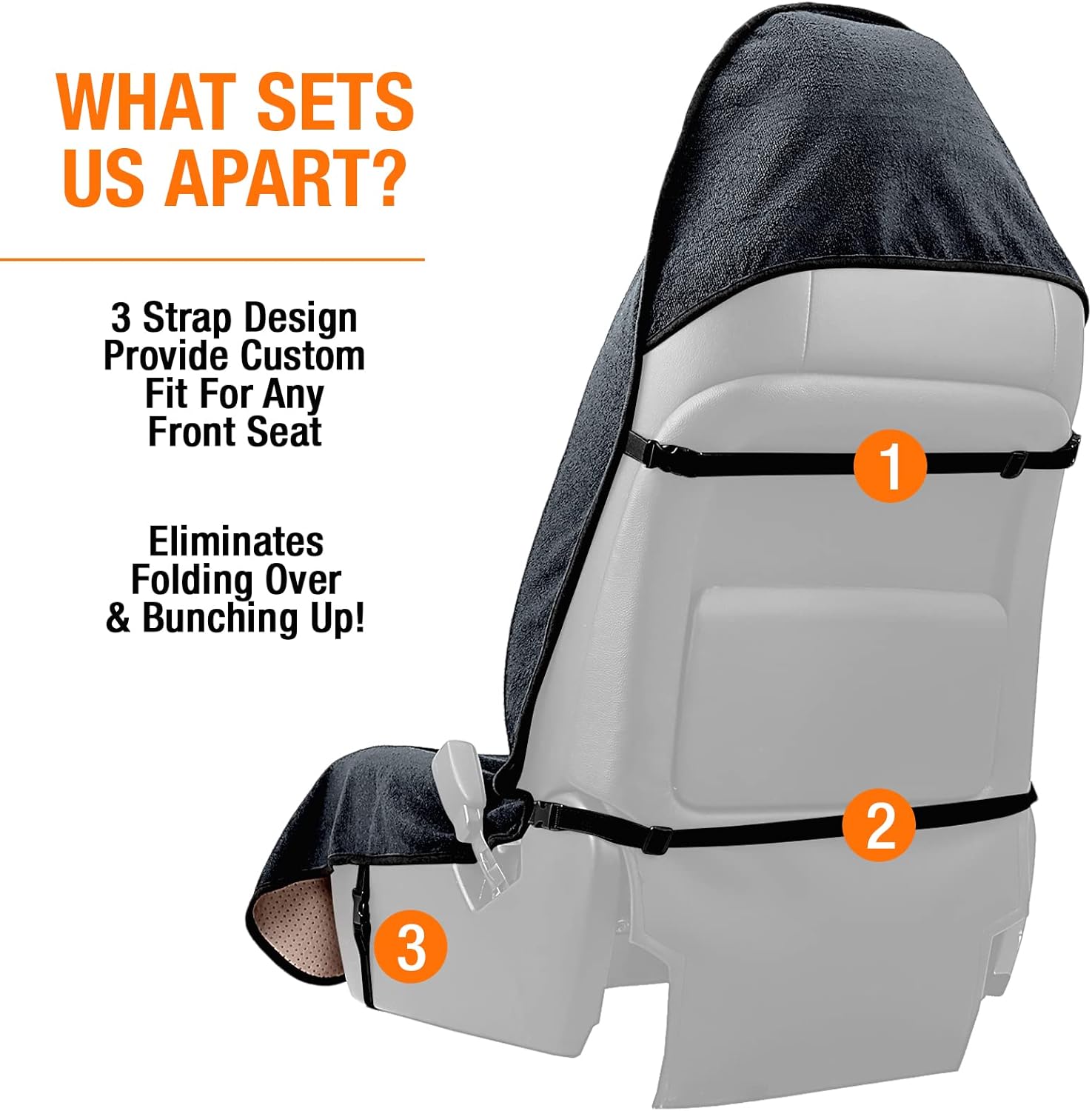 Terry Cloth Sweat Towel Seat Cover; Carseat Towel Protector; Great for Gym Workout; Waterproof; Universal Fit for Car SUV Van Truck; EZ fit; Non Slip Grip; Machine Washable; 2pc Grey