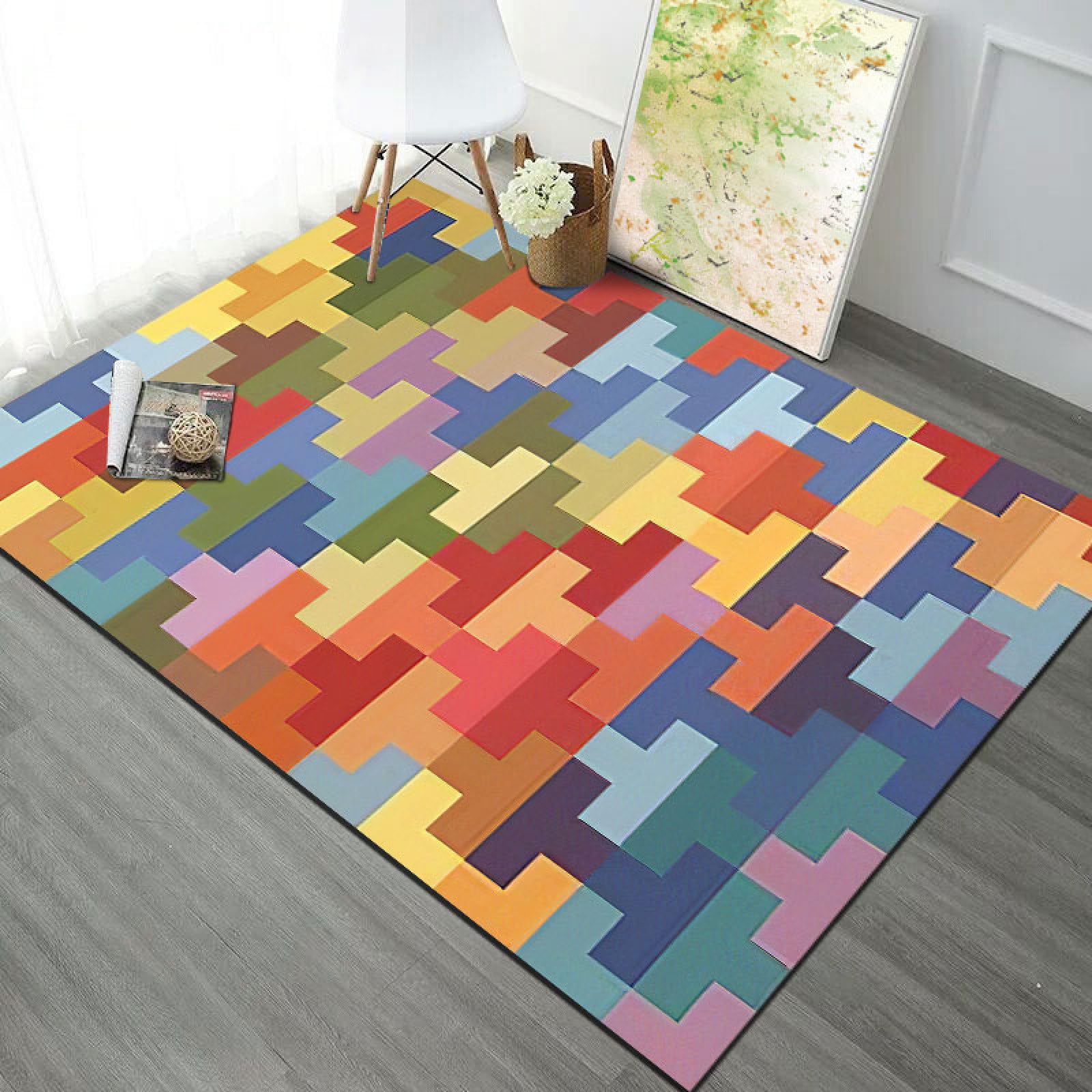 Tapis de grand salon doux 160 x 230 cm au design moderne rectangulaire